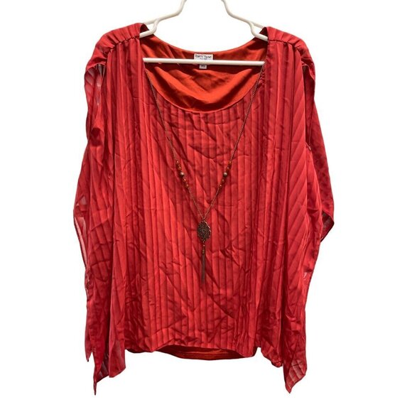 Rebecca Malone Rust Semi Sheer Lined Top Lightweight Women's 2X New - Picture 1 of 5